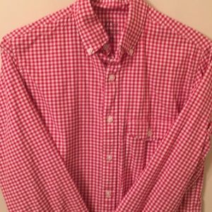 J. Crew Men’s red and white plaid button up